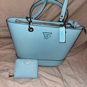 Pretty powder blue Guess bag and matching wallet